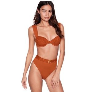 Weworewhat camel fishnet bikini